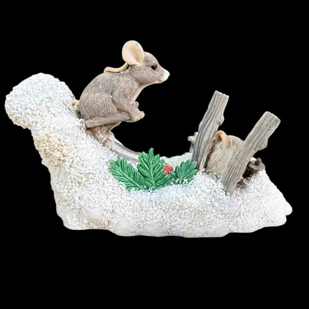 Charming Tails Hot Doggin Mice Figurine Skiing Dean‎ Griff Fitz Floyd Silvestri